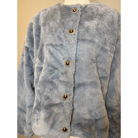 H&M Faux Fur Cropped Jacket Size Medium Oversized - Picture 2 of 10